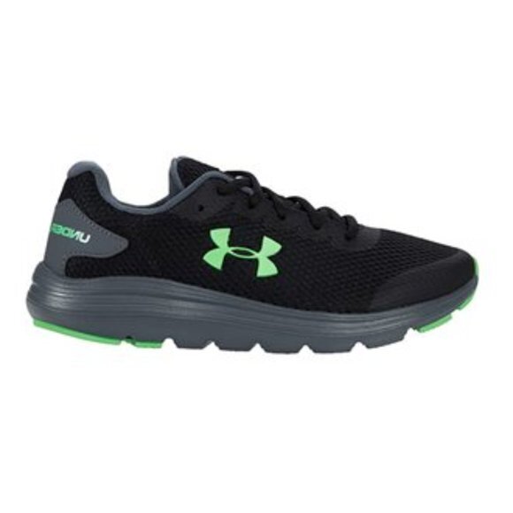 Under Armour UA Running shoes GS Surge 2 Black‎ Green Youth Size 5 Womens… - Picture 1 of 6